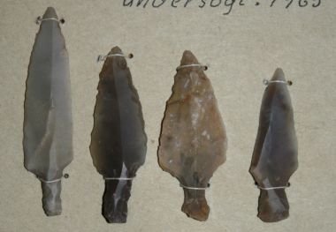 Skafttunge pile, Brommekultur, Dansk stenalder, Grubbekeramisk, Danish neolithic.